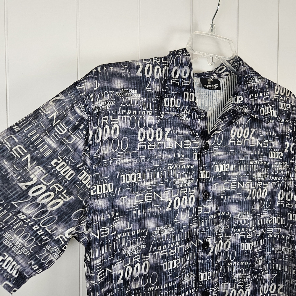 Vintage Y2k Button Up Shirt Positano Sheer Rave Clubwear 2000 Mens XL Iconic